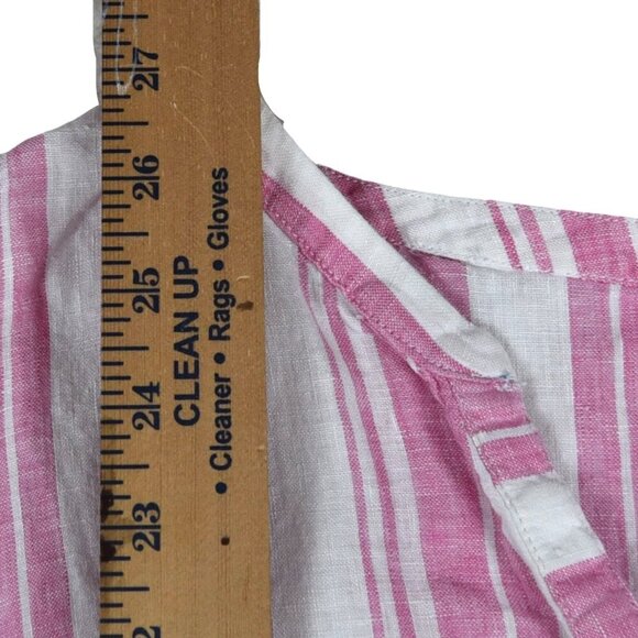 Gap Pink Linen Shirt Nautical Striped Spring Summer Resortwear Sleeveless Sz M - Picture 6 of 8